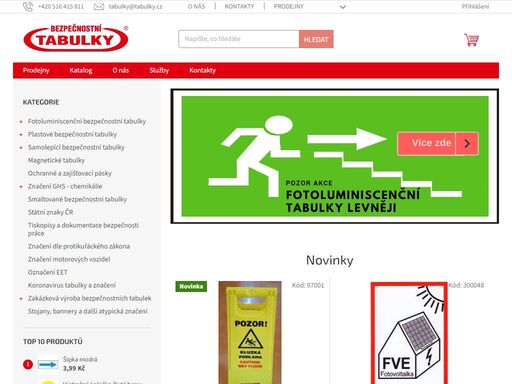 bezpečnostní tabulky skladem ve třech kamenných prodejnách - blansko, brno a praha. bezpečnostní tabulky dodáváme do dvou dní. zakázková výroba a další služby. nakupujte u nás.