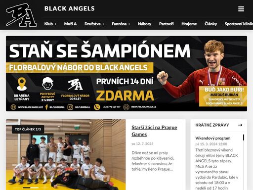 black angels jsou úspěšným florbalovým oddílem nejen v rámci prahy, ale i v měřítku celé české republiky. během několika let klub vyrostl a probojoval se až do florbalové superligy mužů, nejvyšší soutěže u nás. jsme rodina více než šesti set aktivních hráčů a hráček, rodičů a dalších příbuzných. jsme ba family. 
