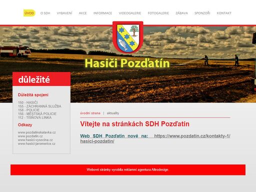 sdh pozďatín, hasiči pozďatín, pozďatín webová prezentace sboru dobrovolných hasičů pozďatín.