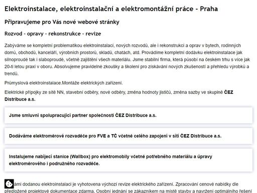 zabýváme se kompletní problematikou elektroinstalací, nových rozvodů, ale i rekonstrukcí a oprav v bytech, rodinných domů, obchodů, kanceláří... provádíme kompletní dodávku elektroinstalace.