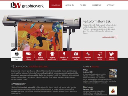 nabízíme velkoformátový tisk, polepy vozů, potisk textilu, letáky, vizitky, světelné reklamy, webdesign, seo, reklamní plochy, reklamní předměty a další.