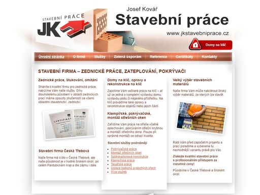 josef kovář - stavební firma. kompletní stavební práce, zednické, klempířské, pokrývačské. česká třebová. • stavební práce josef kovář