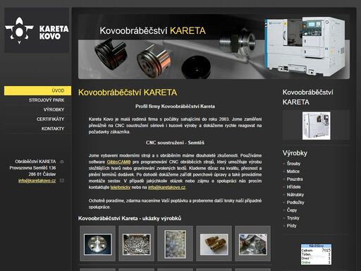 kovoobráběčství kareta martin - rodinná firma zaměřená na soustružení sériové i kusové výroby na revolverovém cnc soustruhu s plynule řízenou c osou.