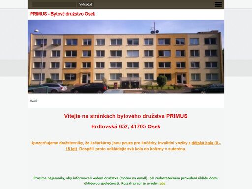 stránky bytového družstva primus z oseka.