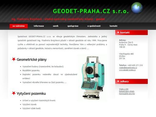 nabídka geodetických prací-geometrický plán-vytyčení pozemku-tachymetr