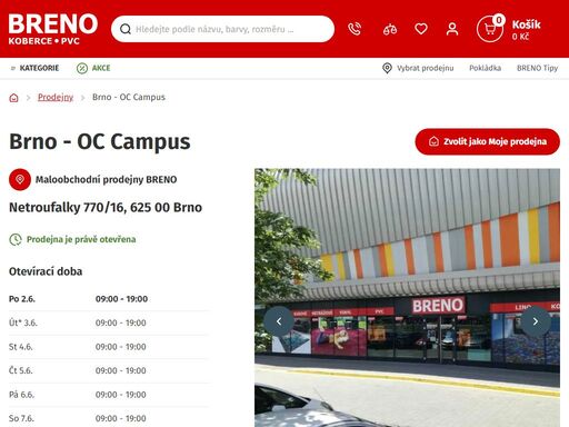 navštivte prodejnu breno v oc campus v brně! vyzvedněte si zboží z e-shopu a prohlédněte si široký výběr podlah: koberce, pvc / lino a vinyl.