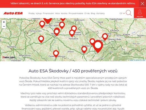 pobočka škodovky auto esa černý most patří k největším specializovaným prodejcům ojetých vozů škoda. pokud hledáte jakýkoli kvalitní ojetý vůz značky škoda, najdete jej na naší pobočce na černém mostě