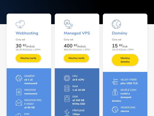 webhosting ?? domény ?? servery ?? vysoce výkonná a spolehlivá infrastruktura ?? ochotná podpora 24/7
