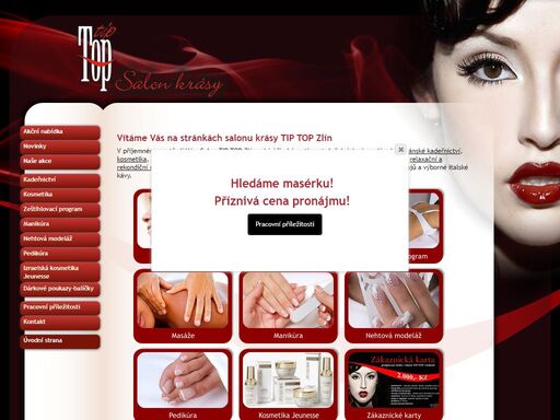 salon tip top, zlín - dámské kadeřnictví, pánské kadeřnictví, kosmetika, masáže