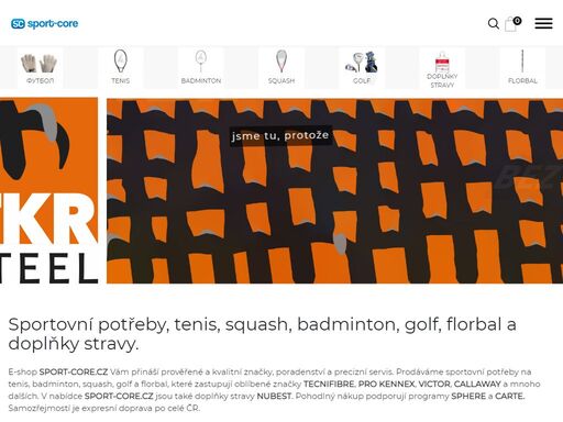 sportovní potřeby, tenis, squash, badminton, golf, florbal, doplňky, stravy