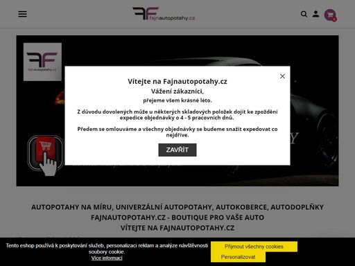 prodej autopotahů na míru a univerzálních autopotahů. u nás nakoupíte ale i autokoberce a ostatní autodoplňky.