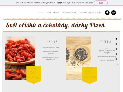 svět oříšků a čokolády, pralinky, dárky plzeň, stránky kamené prodejny.