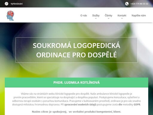 soukromá logopedická ordinace pro dospělé v praze. vlastní publikační činnost, vysoká odbornost, individuální přístup.