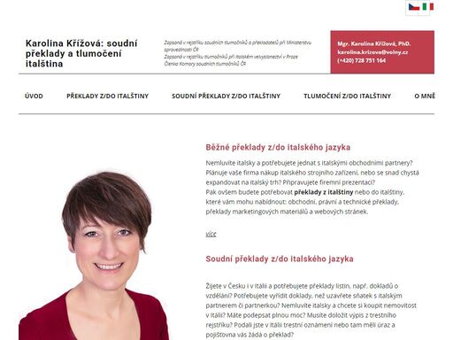 karolina křížová - překlady z/do italského jazyka online, soudní překlady z/do italštiny, tlumočník z/do italštiny, expresní překlady italsky, brno