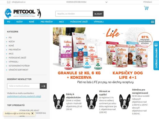 vítejte u pet cool. vítáme vás v našem online obchodě pet cool. obchod je určený zejména pro vaše pejsky, kočičky a koně. najdete u nás krmiva, chovatelské doplňky jako jsou misky, vodítka, hračky pro mazlíčky, stříhací strojky, pelechy a mnoho dalšího. milujeme naše společníky tak jako vy, a proto vám nabízíme…
