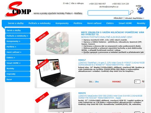 vítáme vás v elektronickém obchodě s comp, zaměřeném na servis a prodej počítačů, monitorů, tiskáren, notebooků a dalších doplňků výpočetní techniky s comp - ing.radim štvrtňa v praze 4 - modřanech.