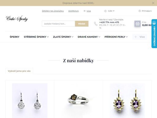 vyrábíme a prodáváme zlaté a stříbrné šperky zdobené drahými kameny, přírodními perlami a syntetickými opály. nabízíme také luxusní diamantové šperky, šperky s granáty a celozlaté náušnice, prsteny a přívěsky bez kamenů.