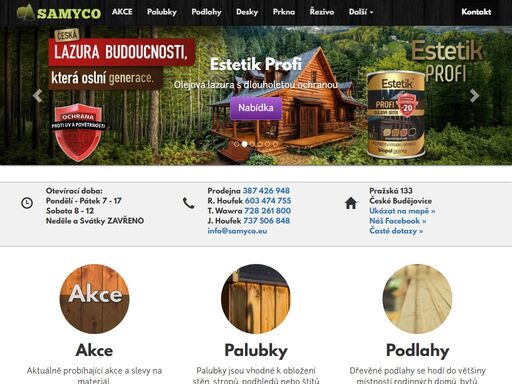 prodáváme obkladové palubky, dřevěné podlahy, terasy, lišty, latě, hranoly i stavební řezivo. nabízíme i doplňkový sortiment jako je spojovací materiál (vruty, hřebíky, hmoždinky, patky, úhelníky), ochranné a ošetřující nátěry, lepidla a impregnace.
