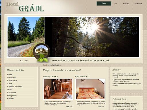 ubytování na šumavě - horský hotel grádl, želená ruda - klid, turistika a cykloturistika na želenorudsku a šumavě