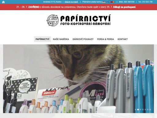 papírnictví kladno, nabízíme kancelářské a školní potřeby, fotoslužby, průkazové fotografie, kopírování a rámování.  v amálské ulici kousek od okresního soudu.
