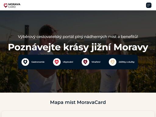 objevte to nejlepší z jižní moravy s moravacard! navštěvujte top vinařství, restaurace, hotely, služby i zážitky, sbírejte body a benefity.