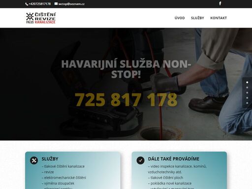 nabízíme služby - tlakové čištění kanalizace, revize, elektromechanické čištění, výměna stoupaček.
