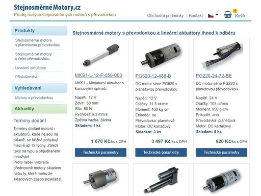 ing. jiří gross - prodej malých stejnosměrných motorů s převodovkou