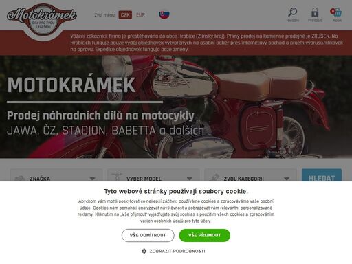 motokrámek.cz - náhradní díly a příslušenství pro motocykly babetta, jawa , čz, pionýr, simson, stadion a mz. navštivte naši kamennou prodejnu.