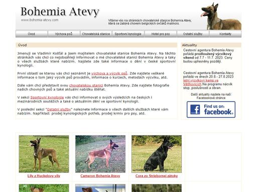 bohemia atevy - výchova a výcvik psů, chovatelská stanice belgických ovčáků malinois, hotel pro psy.