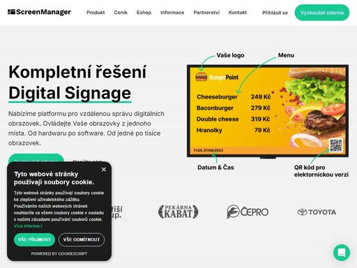 nabízíme platformu pro vzdálenou správu digitálních obrazovek a sdělovacích displejů. ovládejte vaše obrazovky jednou aplikací. nabízíme kompletní řešení od hardwaru po software.