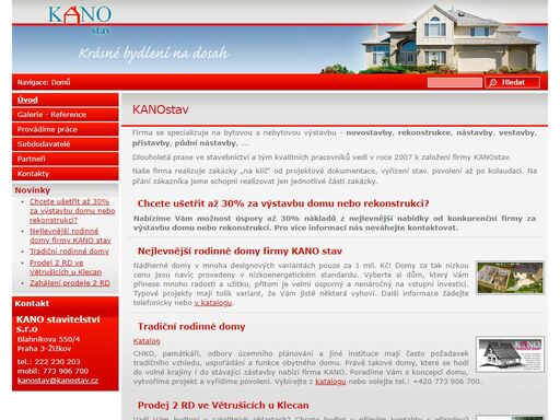 firma se specializuje na bytovou a nebytovou výstavbu - novostavby, rekonstrukce, nástavby, vestavby, přístavby, půdní nástavby, opravy,... dlouholetá praxe ve stavebnictví a tým kvalitních pracovníků vedl v roce 2007 k založení firmy kanostav.
