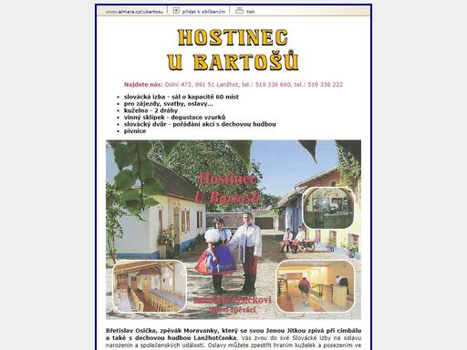 hostinec - restaurace, slovácká izba, zájezdy, svatby, oslavy, kuželna, pivnice