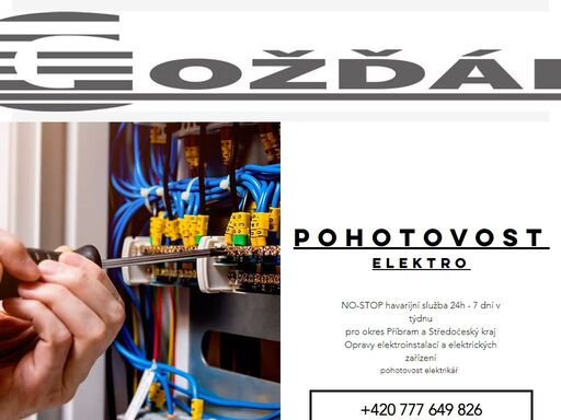 pohotovost elektrikář, elektroinstalace, revize elektrických zařízení, gožďál