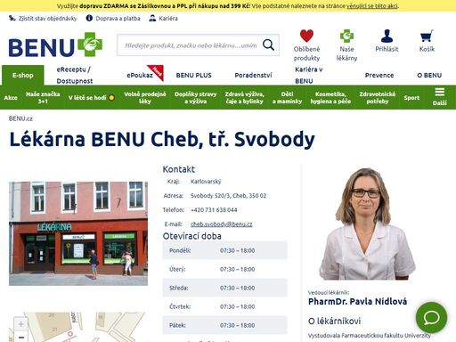 ?lékárna je bezbariérová a těšit se v ní na vaši návštěvu bude zkušený a ochotný personál. otevřeno má každý den kromě neděle.?
