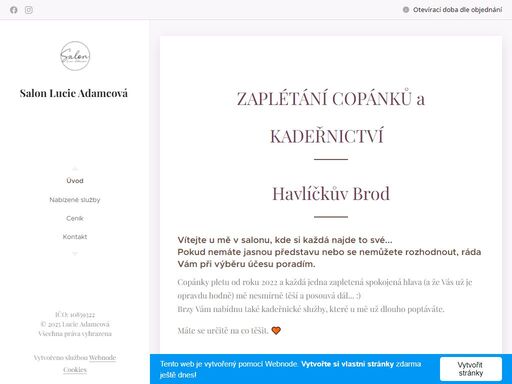 zaplétání copánků a kadeřnictví