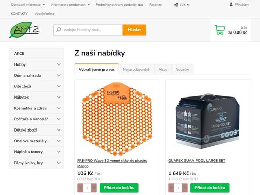 internetový obchod nabízející renovované tonery a cartridge, obalové materiály , toaletní a úklidové potřeby