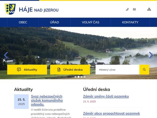 oficiální stránky obce háje nad jizerou