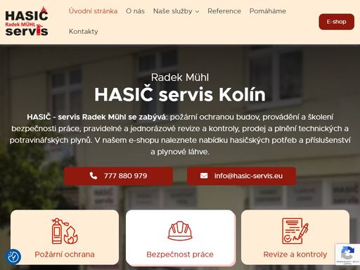 hasič servis kolín nabízí: požární ochrana (po), bezpečnost práce (bozp), revize a kontroly. plnění a prodej technických a potravinářských plynů.