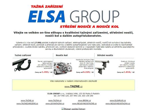  tažná zařízení elsa group - přímý dovozce tažných zařízení, elektropřípojek, střešních nosičů, nosičů kol a dalšího autopříslušenství