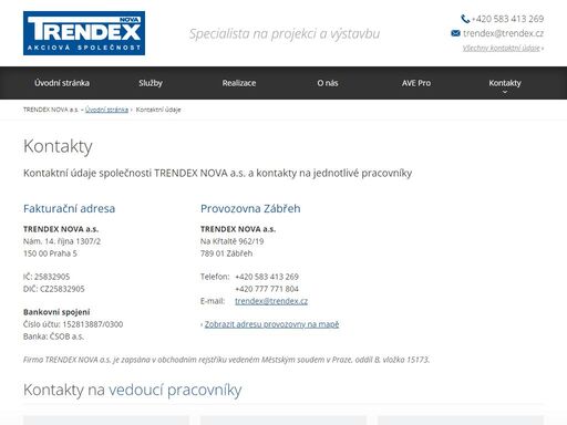 společnost trendex nova a.s. je středně velkou stavební a obchodní firmou zabývající se stavební činností, technologickými dodávkami bioplynových stanic, dodávkami v oblasti energetiky a montáží plynových zařízení.