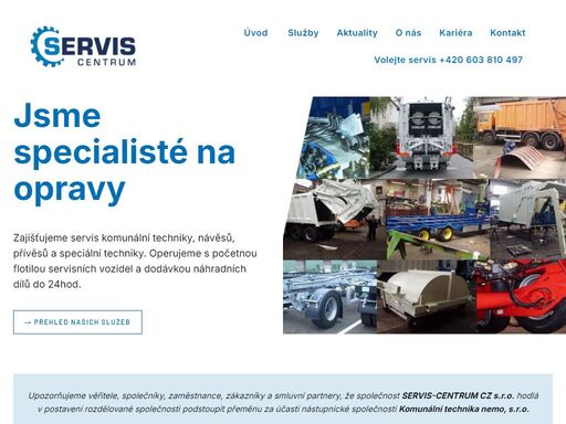specialisté na servis a opravy komunální techniky a komunálních vozidel pro svoz domovního odpadu, návěsů a přívěsů.