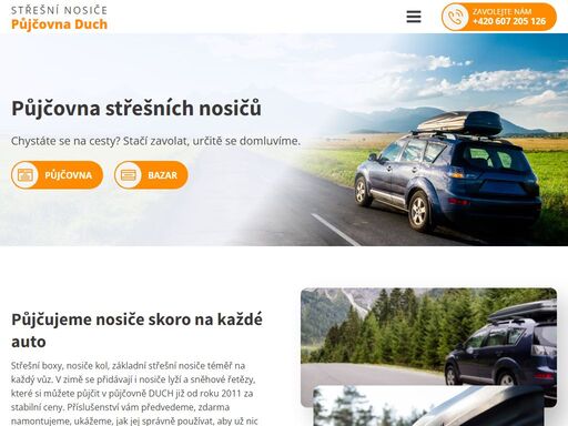 půjčovna duch v praze 10 nabízí zapůjčení střešních boxů, nosičů kol i lyží, sněhových řetězů a další na skoro každý vůz. stabilní ceny. založeno 2011.