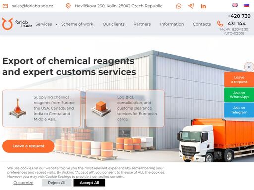 supplying chemical reagents from europe, the usa, canada, and india to central and middle asia with streamlined logistics.