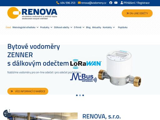 renova s.r.o., autorizované metrologické středisko,prodej, ověřování a servis vodoměrů a měřidel tepla.