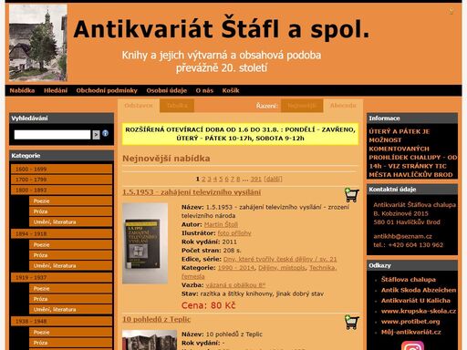internetový antikvariát s krásnými tisky a vzácnějšími knihami, havlíčkův brod, igor domkář