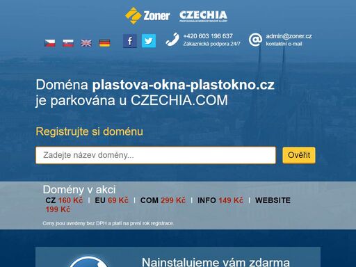 naši doménu plastova-okna-plastokno.cz spravuje registrátor regzone.cz na profesionálním hostingu od czechia.com. využijte jejich služeb stejně jako my a získáte skvělou parkovací stránku, špičkové technologické zázemí, nonstop podporu a mnoho dalších výhod.