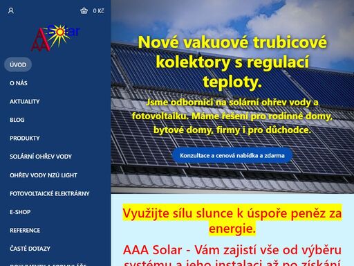    
   
   
   
využijte sílu slunce k úspoře peněz za energie.   
aaa solar - vám zajistí vše od výběru systému a jeho instalaci až po získání všech...