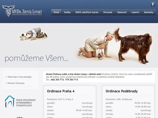 nabídka veterinární stomatologie a ortodoncie, ošetření akutních fraktur zubů, baer vyšetření sluchu, čipování psů a koček.