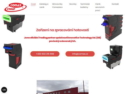 produkty pro přijímání a vyplácení bankovek a mincí, tisk tiketů a stvrzenek.