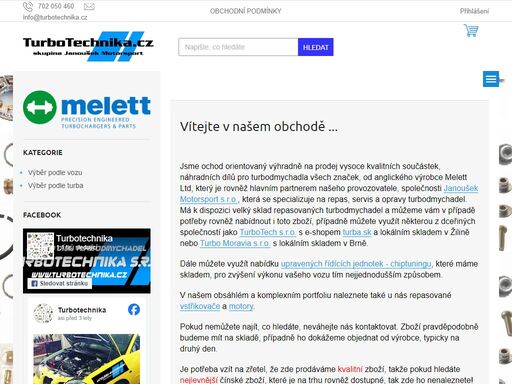 prodej kvalitních náhradních dílů pro turbodmychadla všech značek melett ltd england